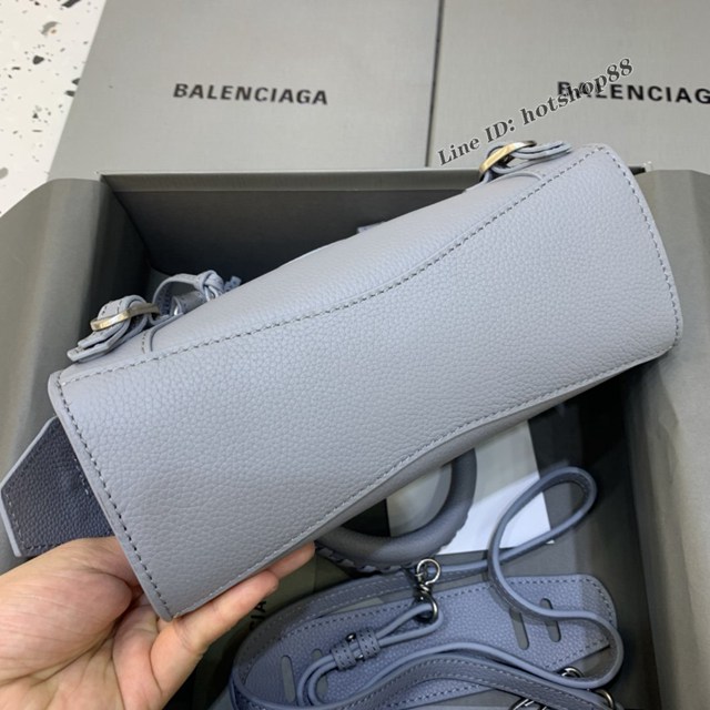 Balenciaga專櫃爆款荔枝紋淺灰色手袋手提包 638512 巴黎世家小號Neo Classic機車包 fyj1440